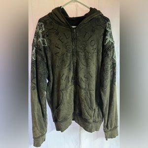 Men’s Reversible Vintage Distressed Affliction Zip Up Hoodie